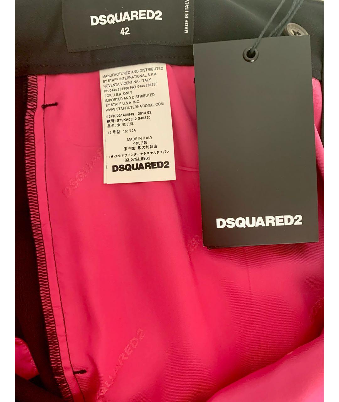 DSQUARED2 Черные шерстяные брюки узкие, фото 3