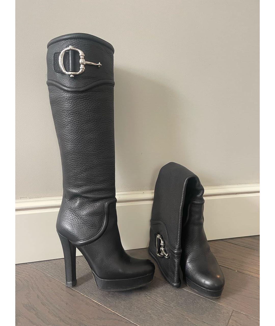 GUCCI Черные кожаные сапоги, фото 5