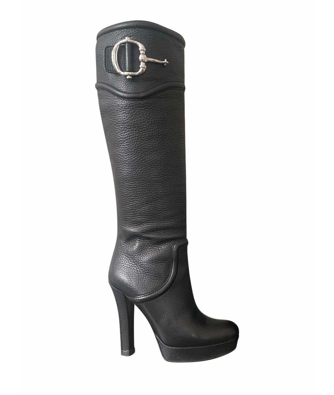 GUCCI Черные кожаные сапоги, фото 1