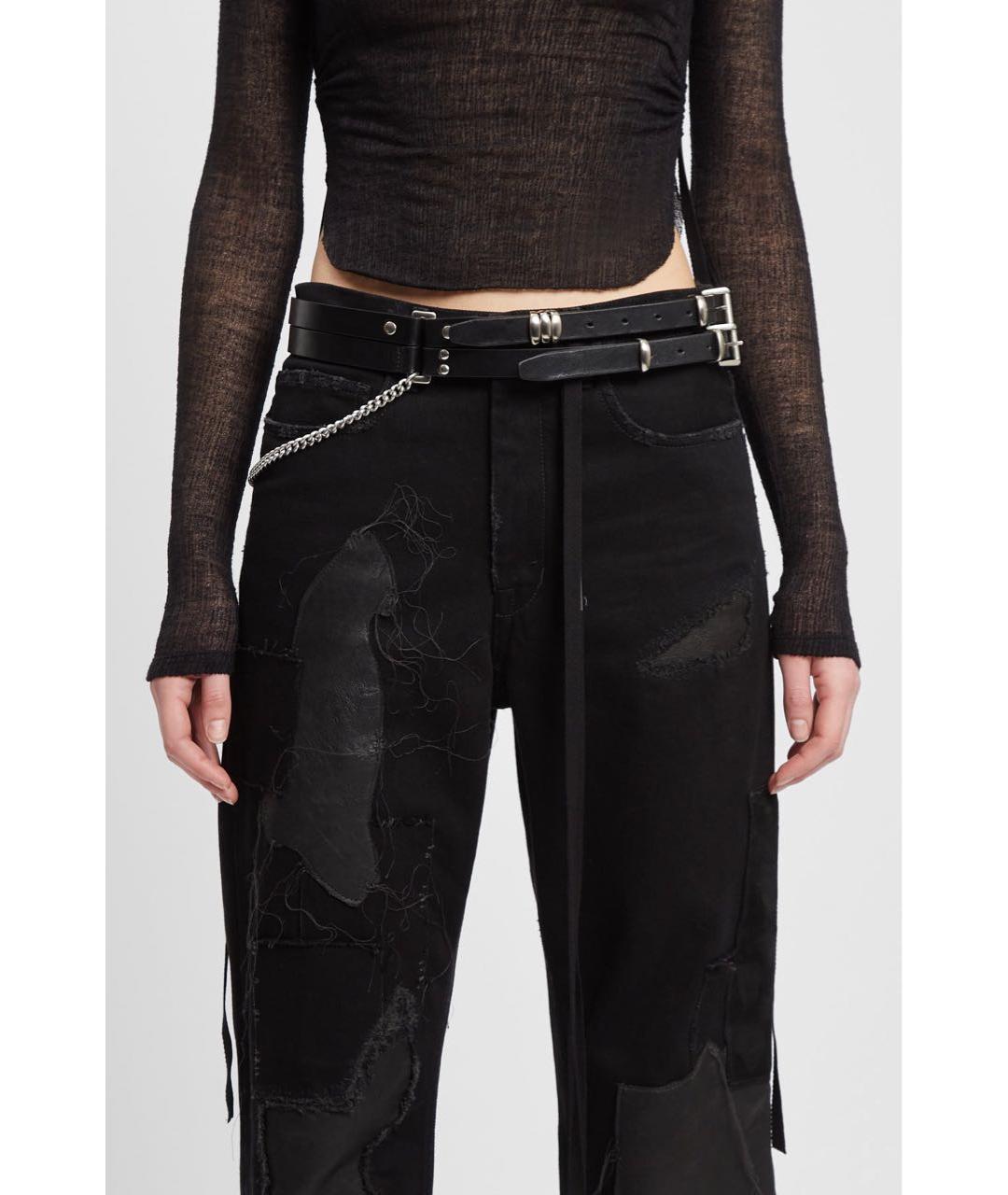 ANN DEMEULEMEESTER Черный кожаный ремень, фото 5
