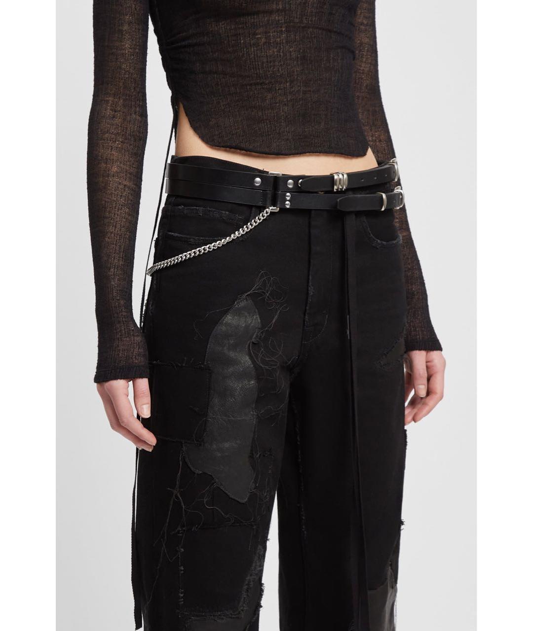 ANN DEMEULEMEESTER Черный кожаный ремень, фото 3