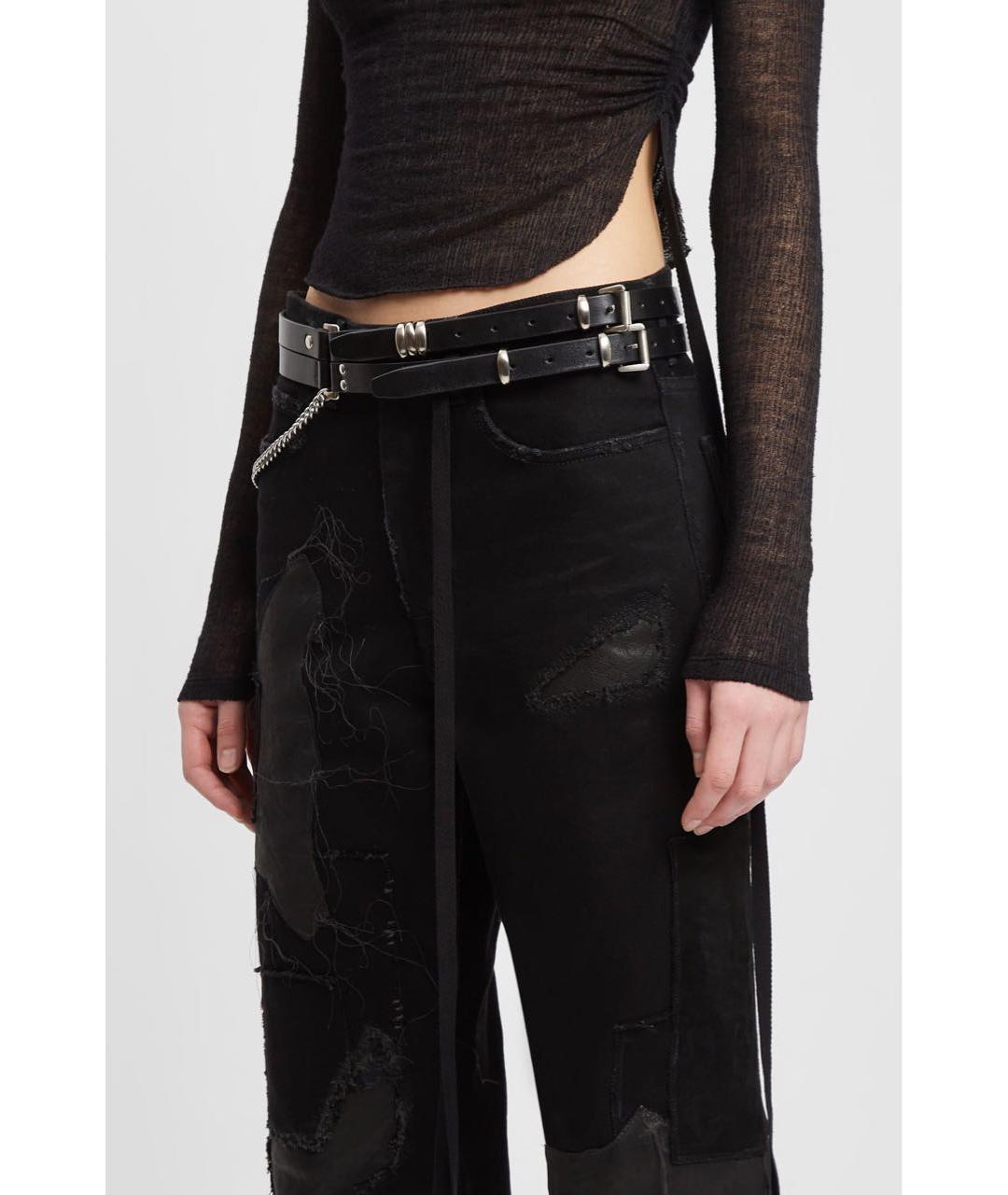 ANN DEMEULEMEESTER Черный кожаный ремень, фото 4
