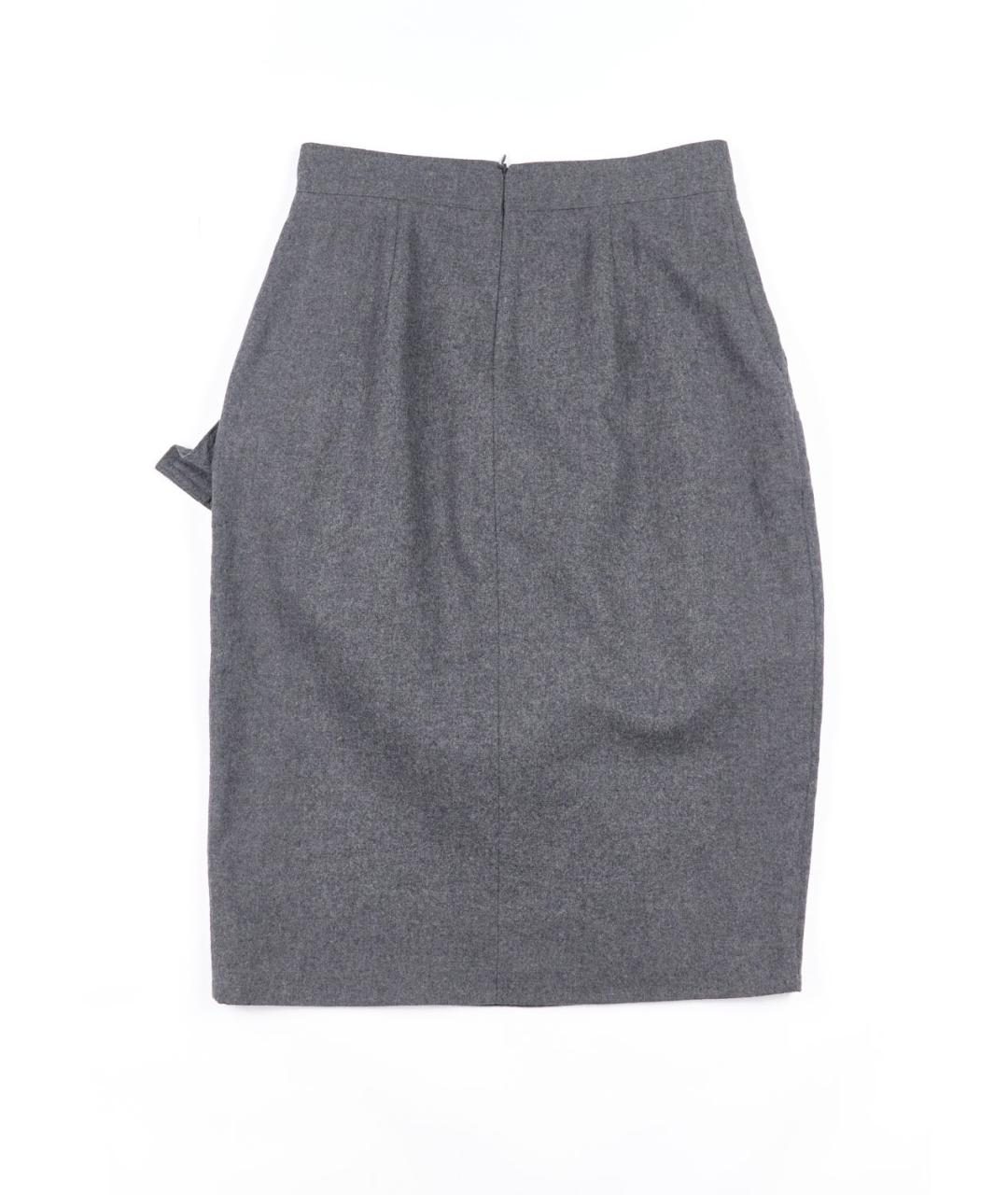 MAX MARA Серая шерстяная юбка миди, фото 2