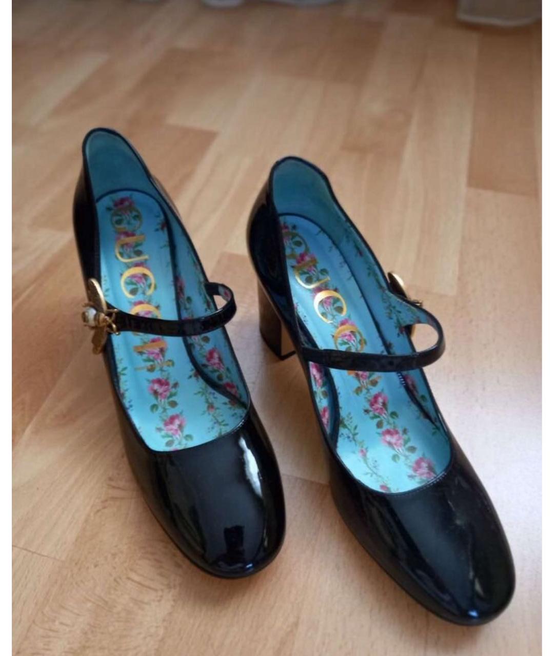 GUCCI Черные туфли из лакированной кожи, фото 2