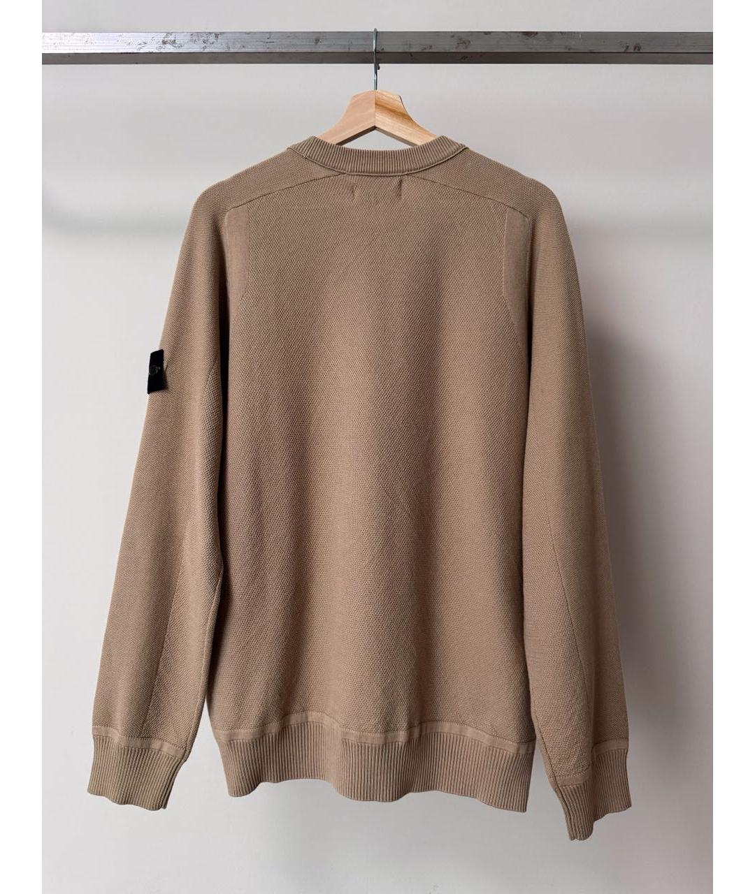 STONE ISLAND Бежевый хлопковый джемпер / свитер, фото 5