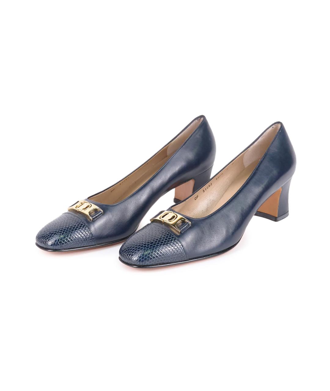 FERRAGAMO Синие кожаные туфли, фото 2