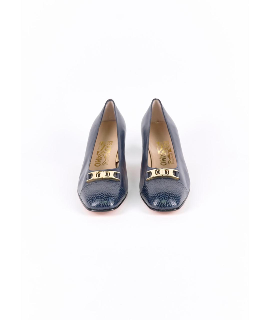 FERRAGAMO Синие кожаные туфли, фото 3
