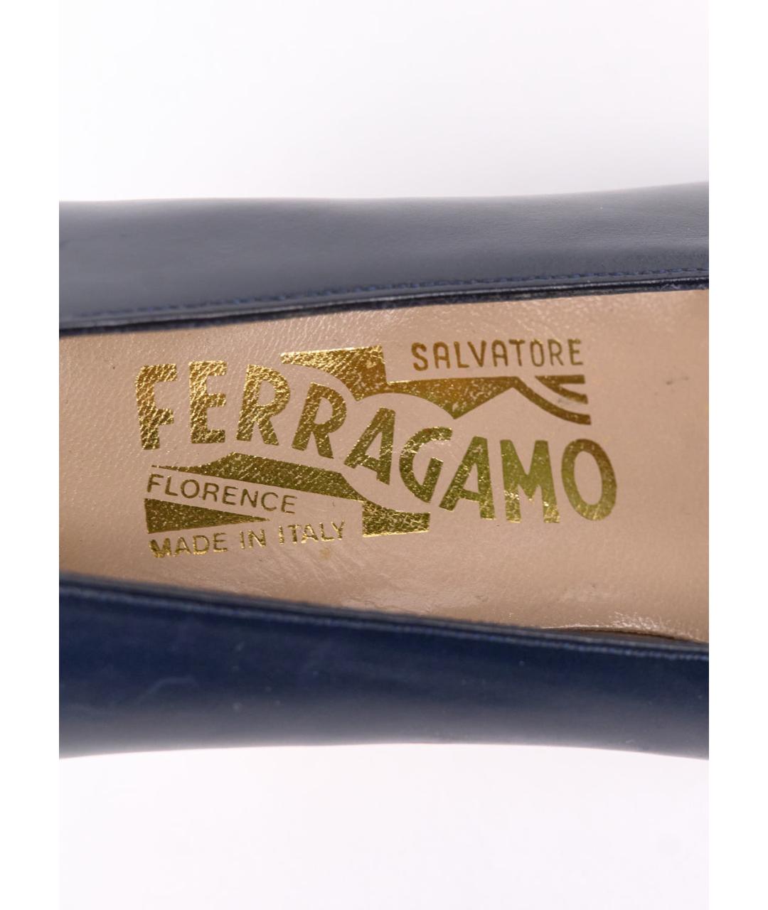 FERRAGAMO Синие кожаные туфли, фото 5