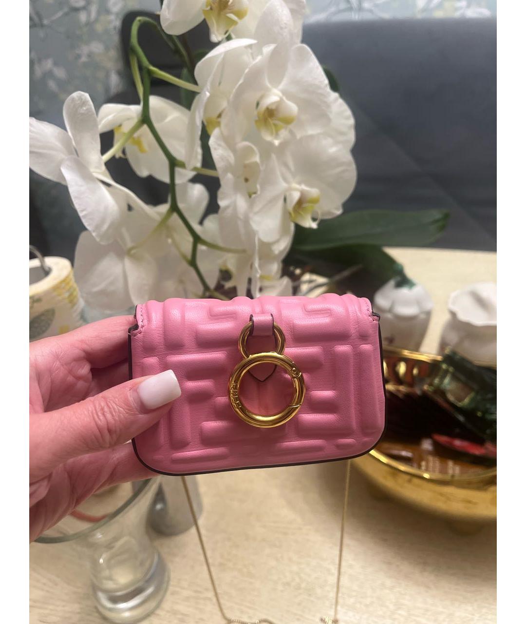FENDI Розовая кожаная сумка через плечо, фото 4