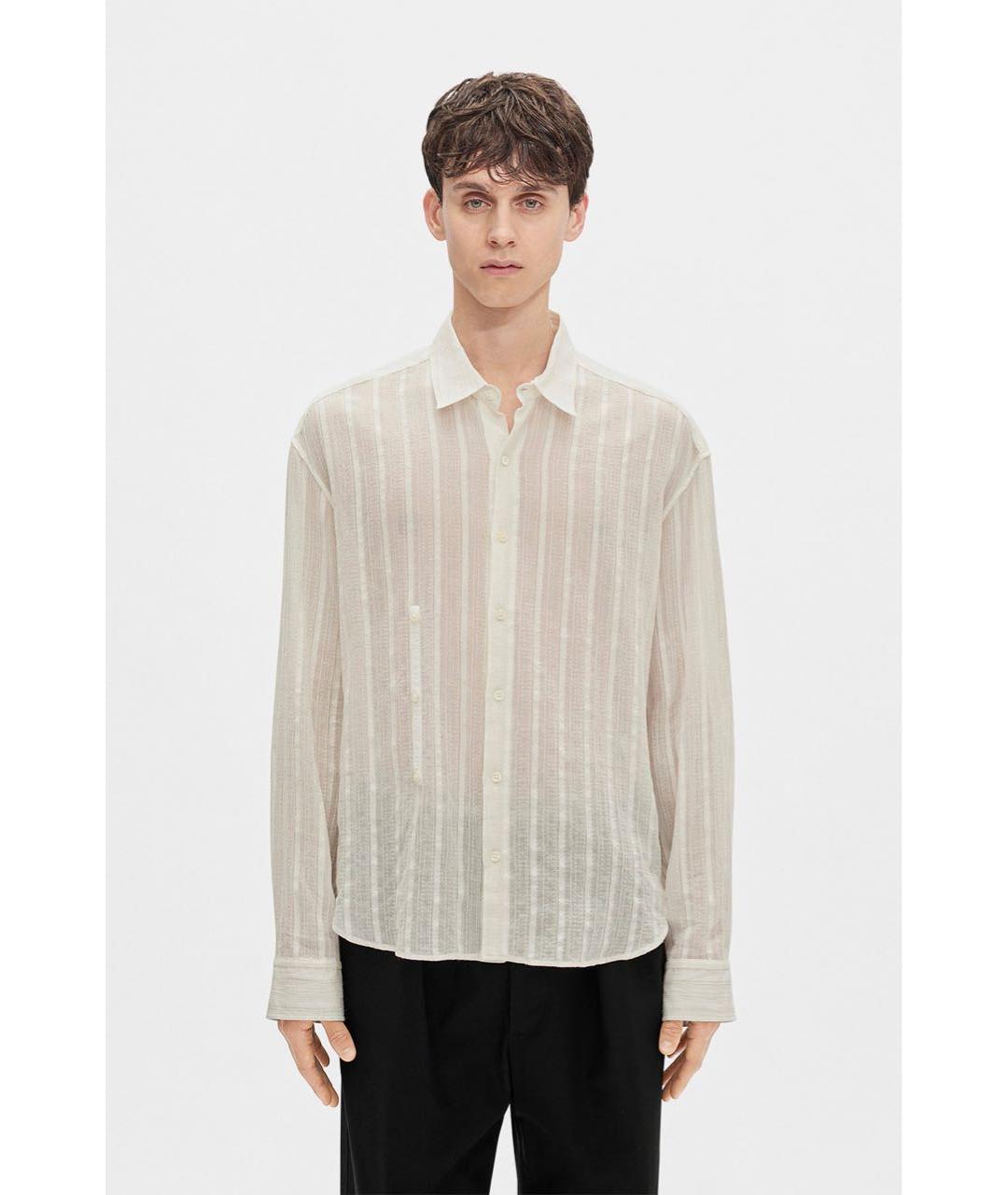 ANN DEMEULEMEESTER Бежевая хлопко-шерстяная кэжуал рубашка, фото 5