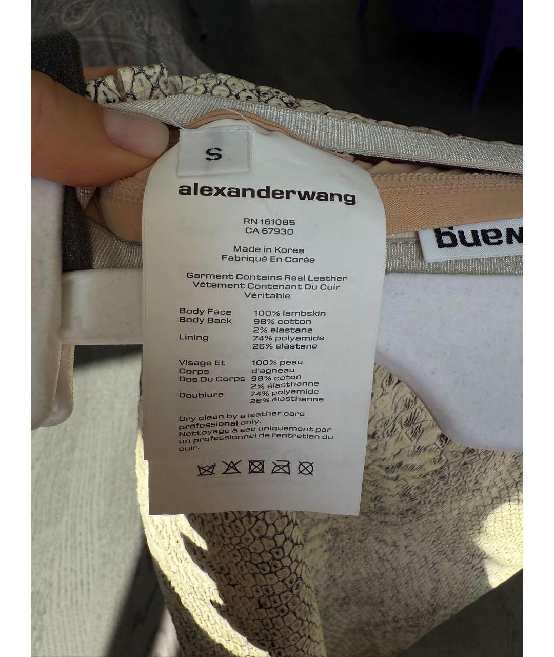 ALEXANDER WANG Бежевая кожаная юбка миди, фото 5