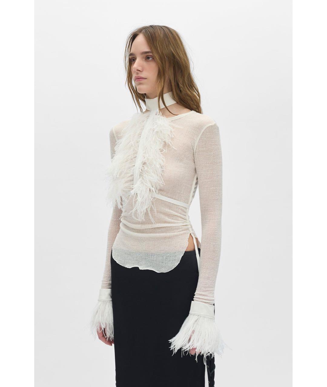 ANN DEMEULEMEESTER Белые шелковые митенки, фото 5