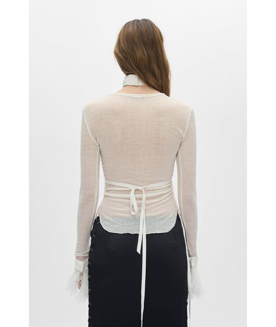 ANN DEMEULEMEESTER Белые шелковые митенки, фото 6