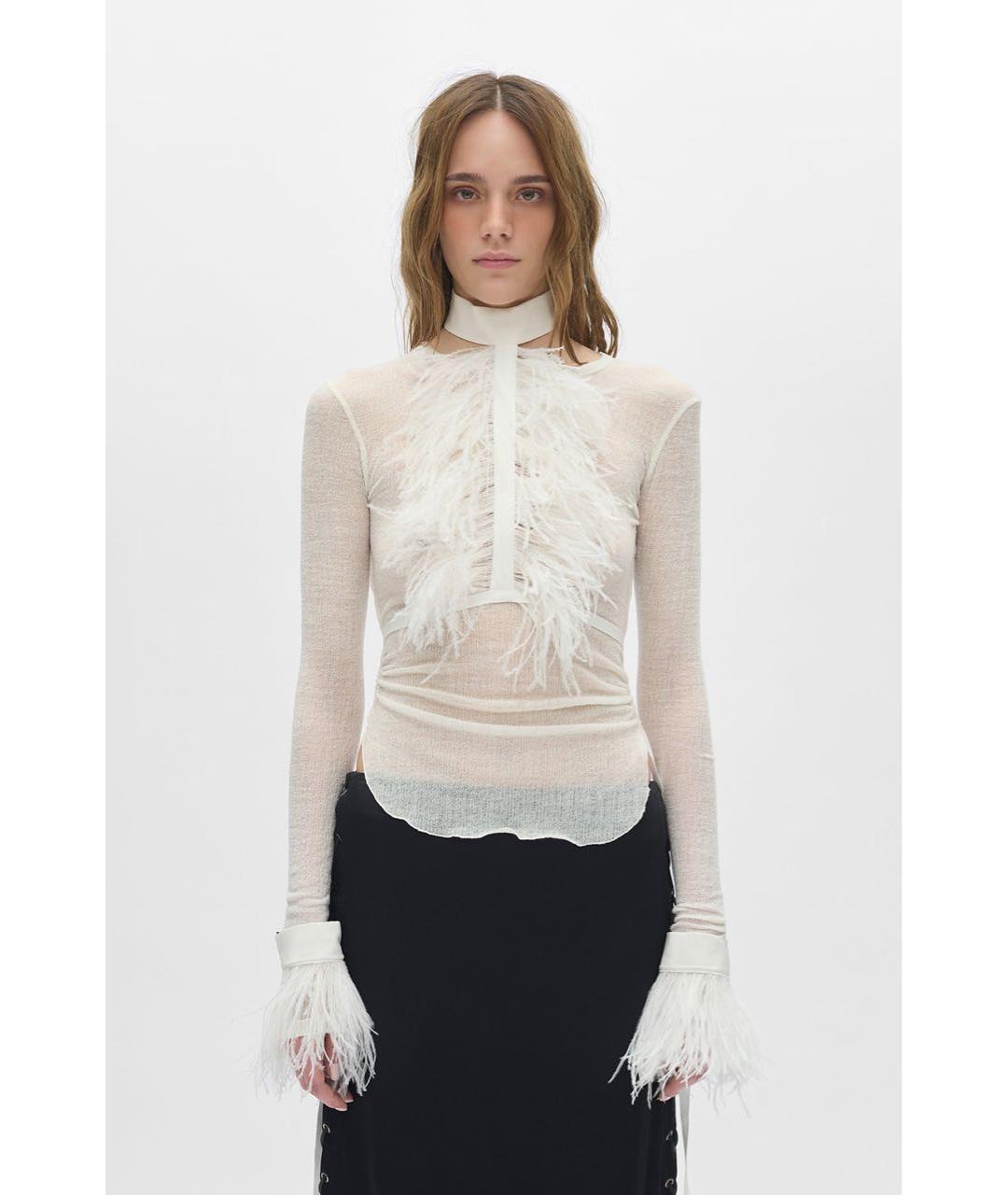 ANN DEMEULEMEESTER Белые шелковые митенки, фото 4