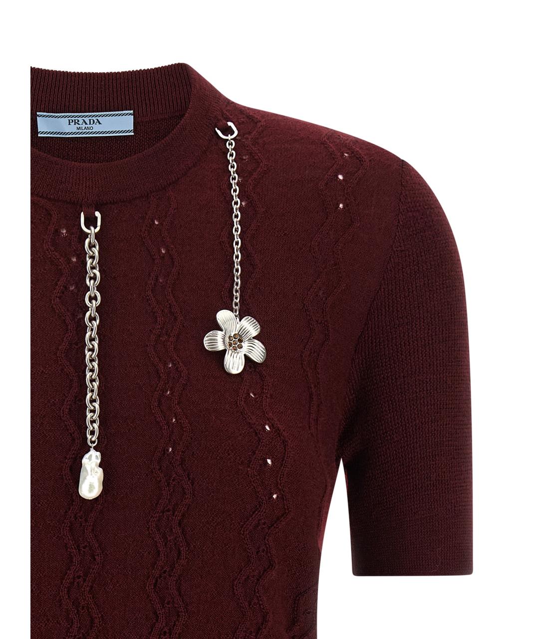 PRADA Бордовый шерстяной джемпер / свитер, фото 3
