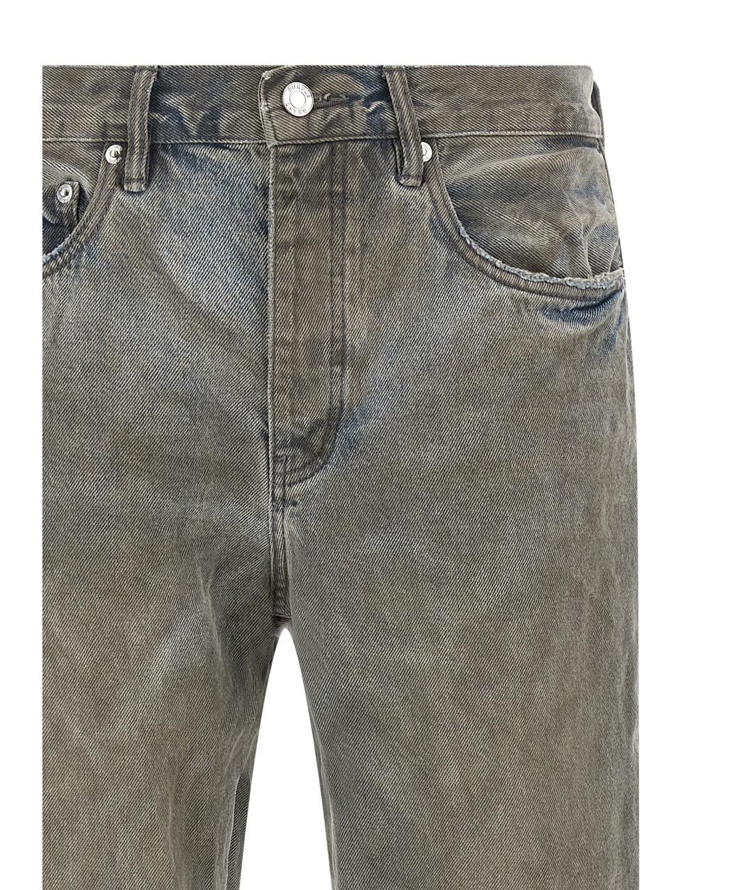 PURPLE Серые хлопковые прямые джинсы, фото 3