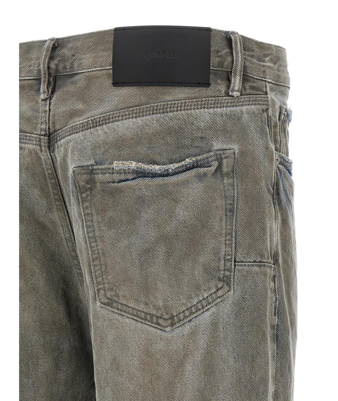 PURPLE Серые хлопковые прямые джинсы, фото 4