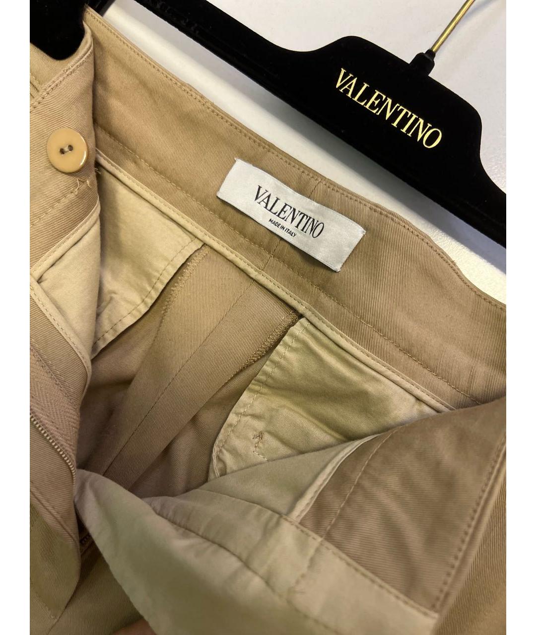 VALENTINO Бежевые хлопко-эластановые прямые брюки, фото 3