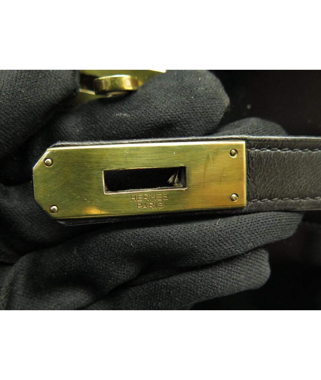 HERMES Черная кожаная сумка с короткими ручками, фото 6