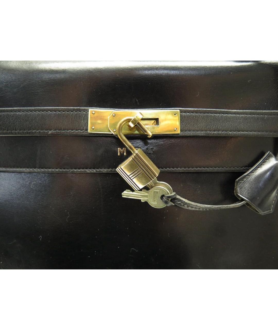 HERMES Черная кожаная сумка с короткими ручками, фото 5