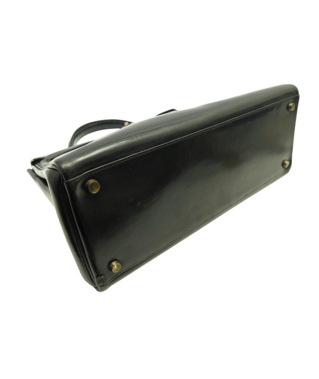 HERMES Черная кожаная сумка с короткими ручками, фото 4