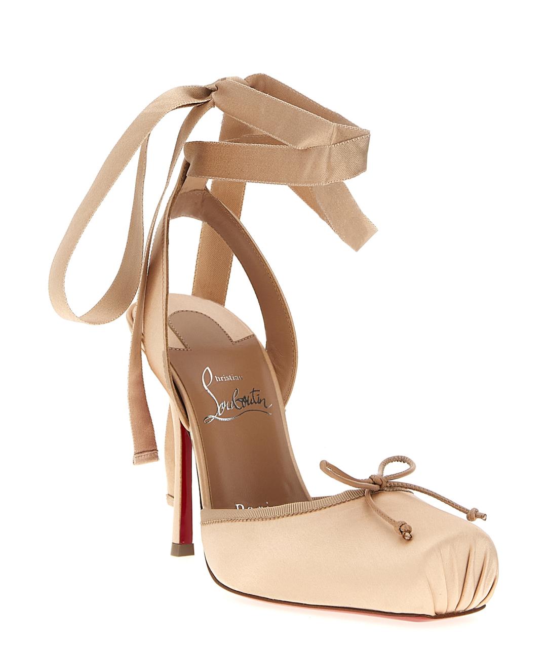 CHRISTIAN LOUBOUTIN Розовые текстильные туфли, фото 2