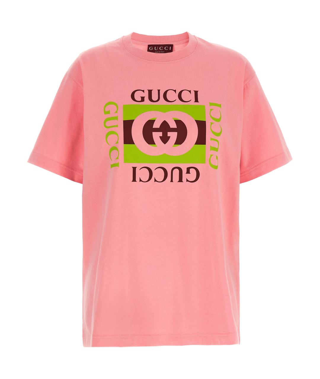 GUCCI Розовая хлопковая футболка, фото 1
