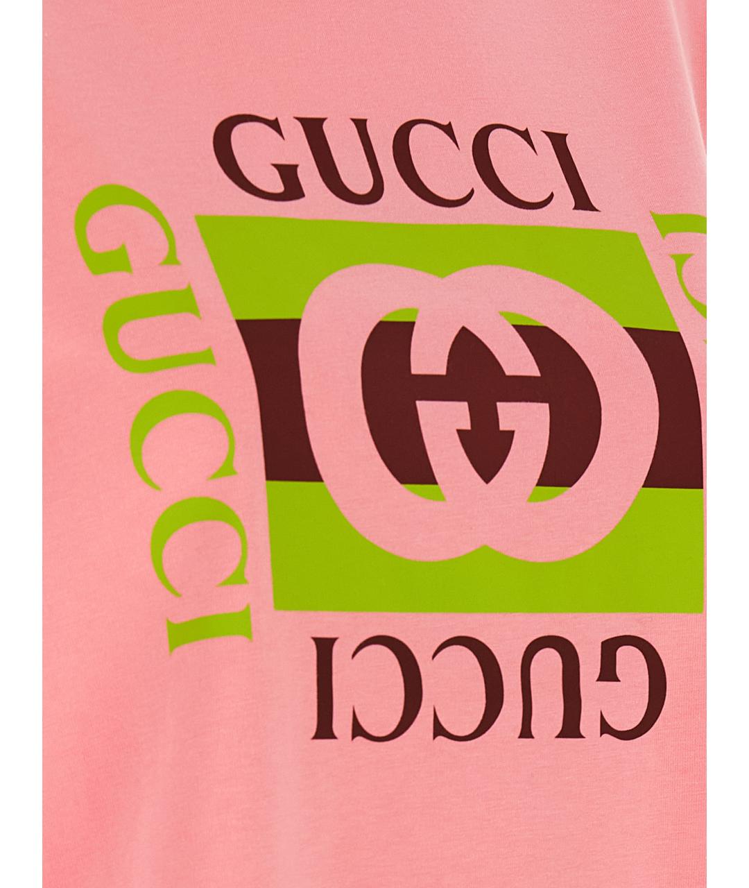 GUCCI Розовая хлопковая футболка, фото 4