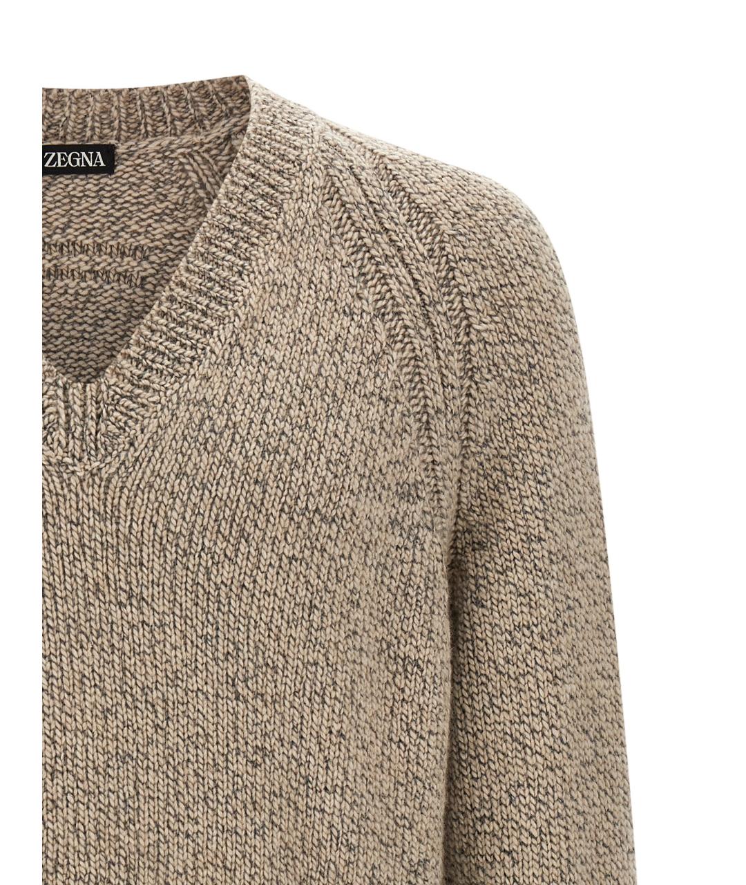 ZEGNA Бежевый кашемировый джемпер / свитер, фото 3