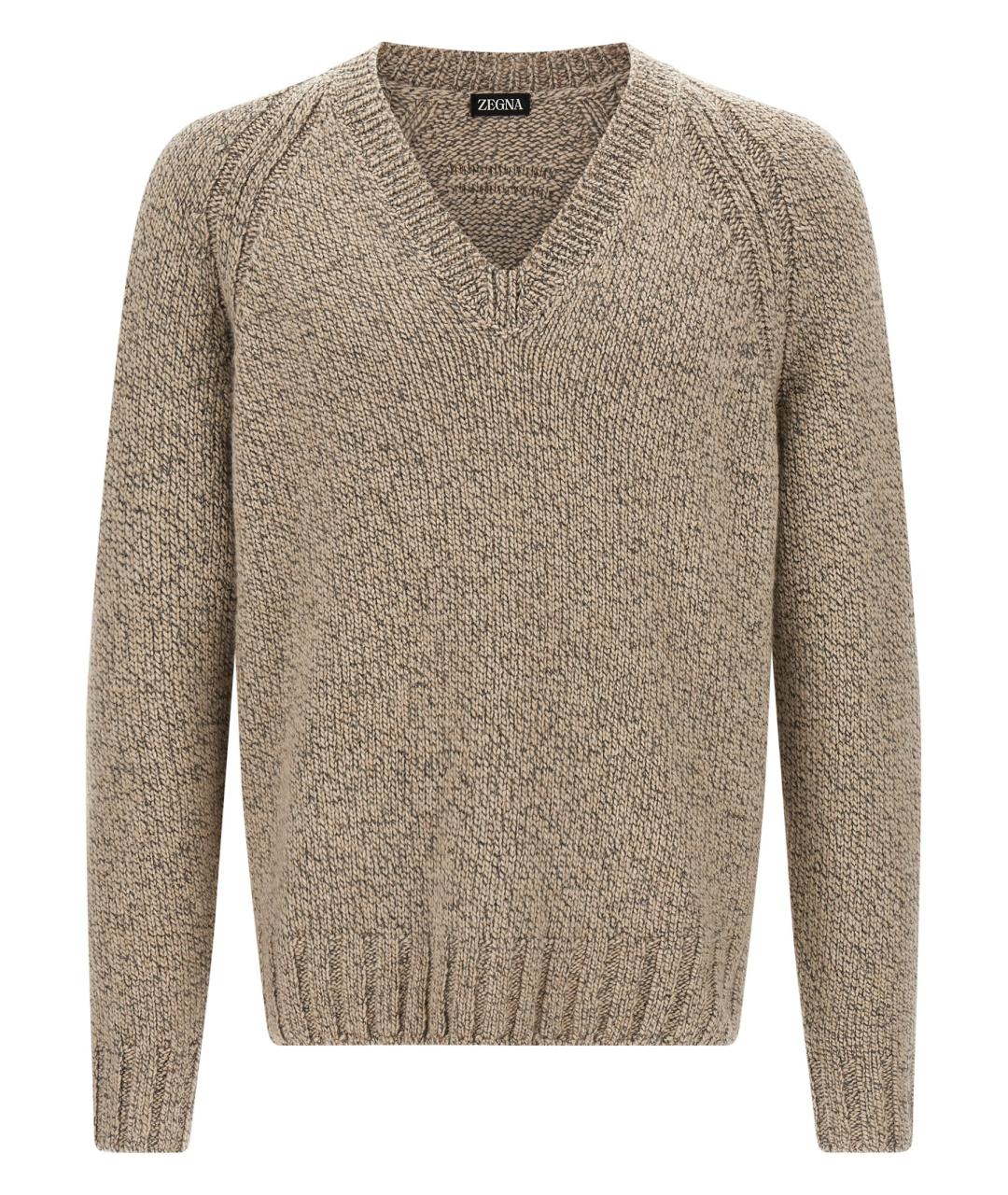 ZEGNA Бежевый кашемировый джемпер / свитер, фото 1