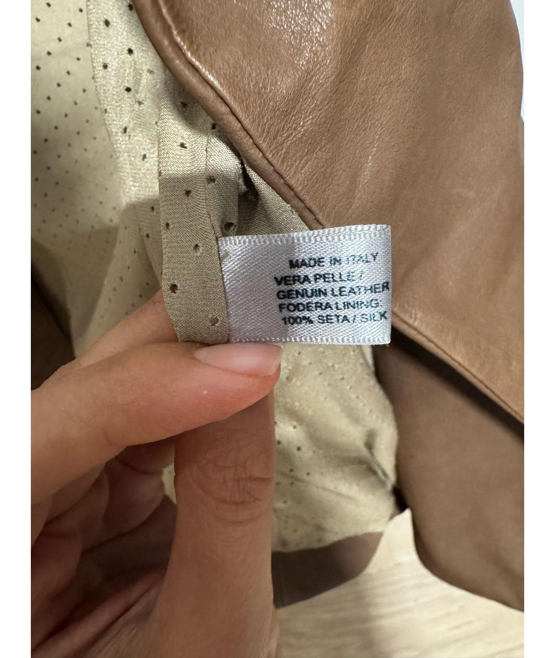 BOTTEGA VENETA Коричневая кожаная куртка, фото 4