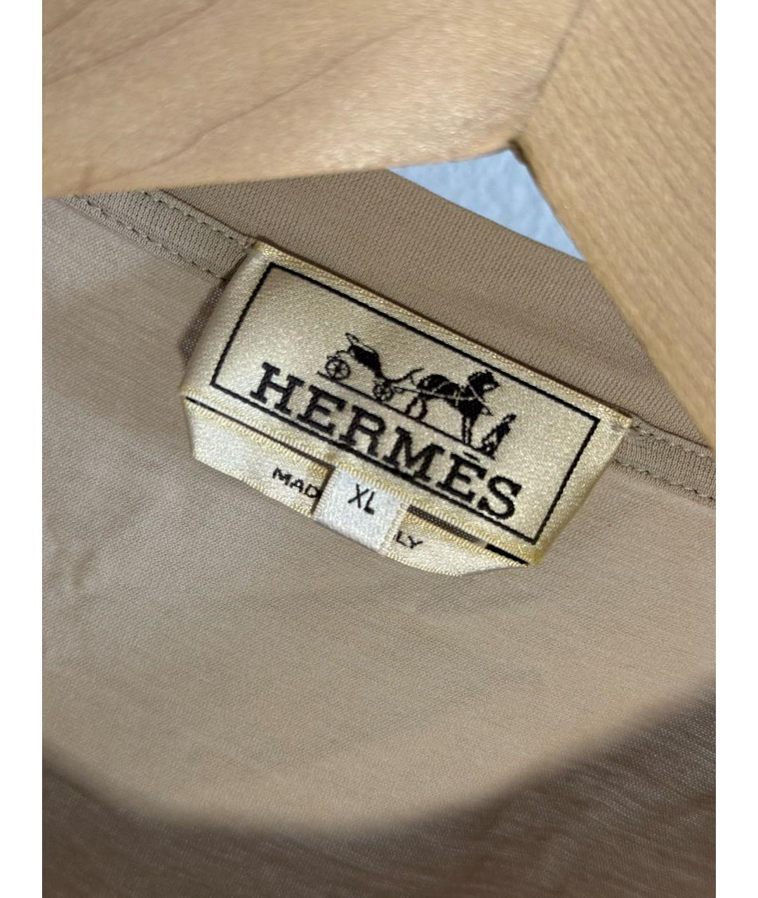 HERMES Бежевая хлопковая футболка, фото 3