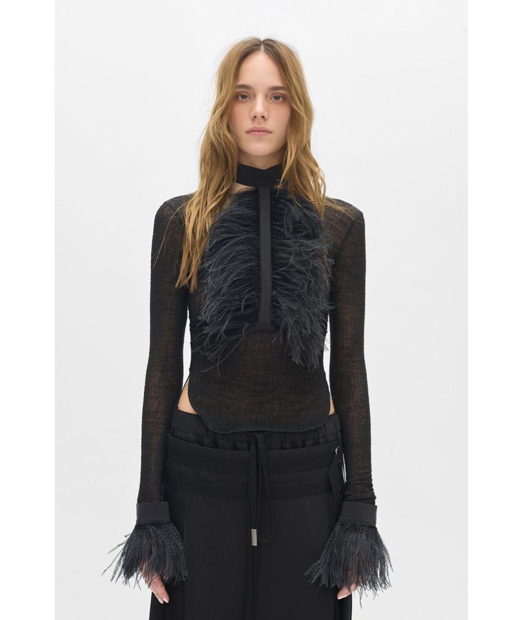 ANN DEMEULEMEESTER Черные шелковые митенки, фото 3