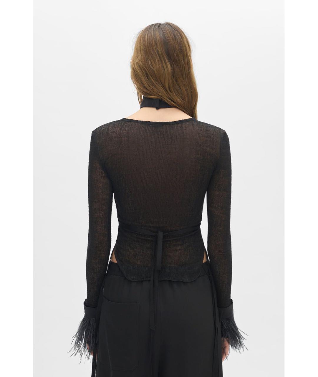 ANN DEMEULEMEESTER Черные шелковые митенки, фото 5