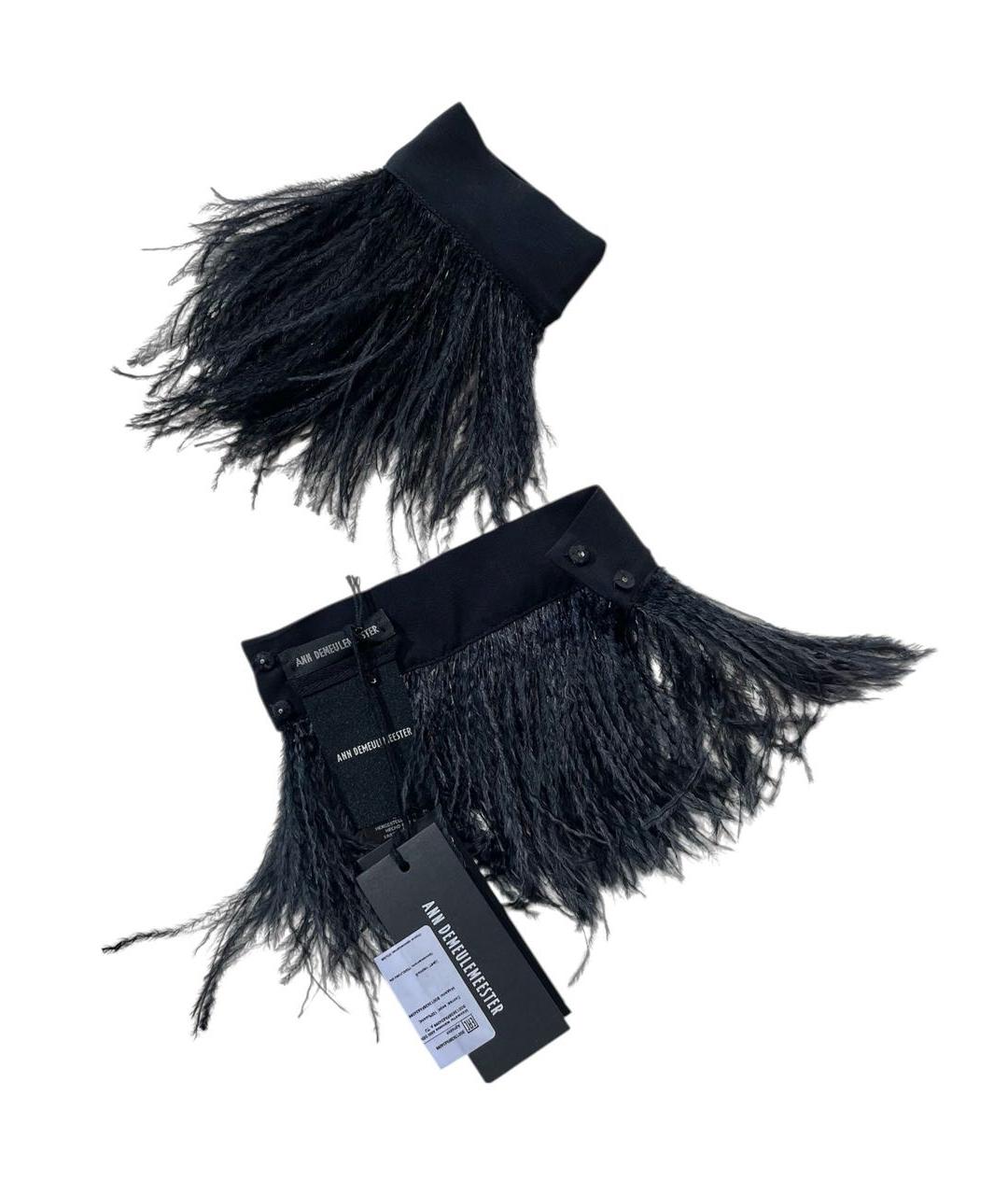 ANN DEMEULEMEESTER Черные шелковые митенки, фото 2