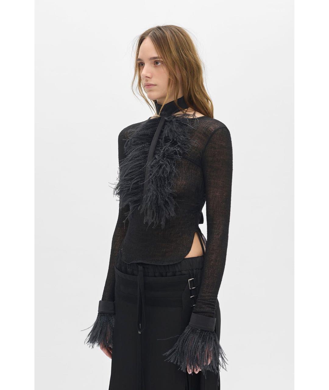 ANN DEMEULEMEESTER Черные шелковые митенки, фото 4