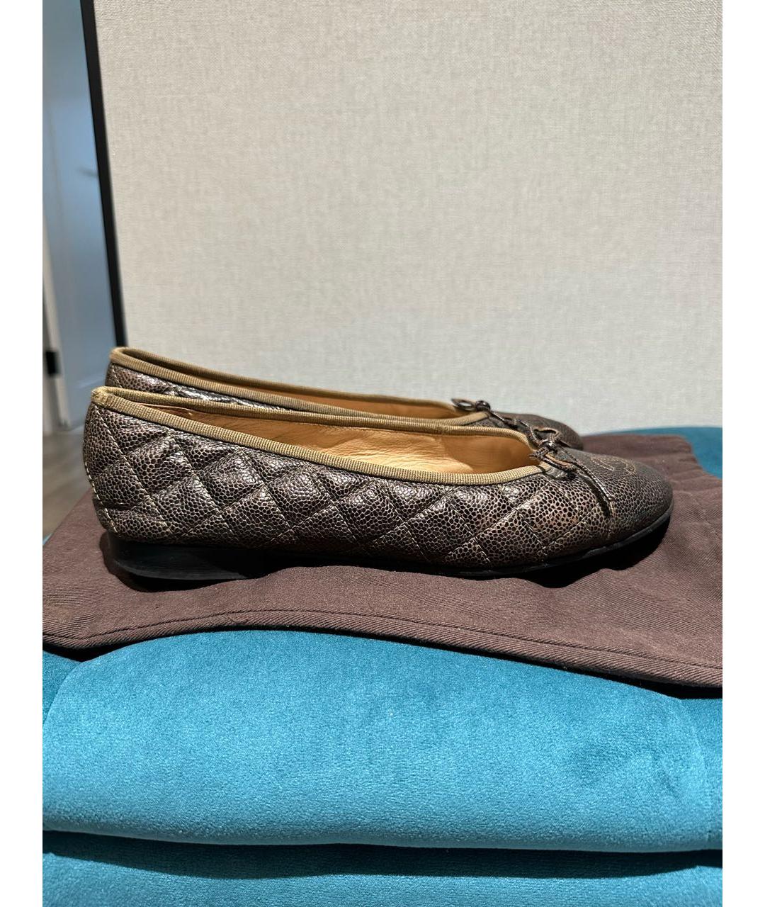 CHANEL Коричневые кожаные балетки, фото 9