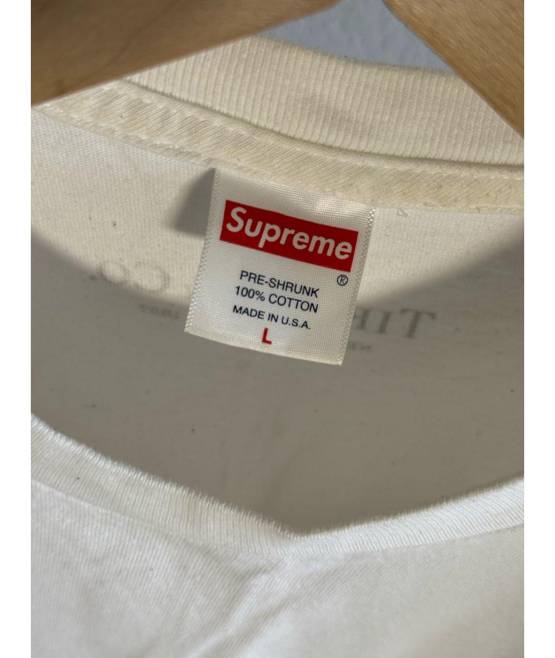 SUPREME Белая хлопковая футболка, фото 4
