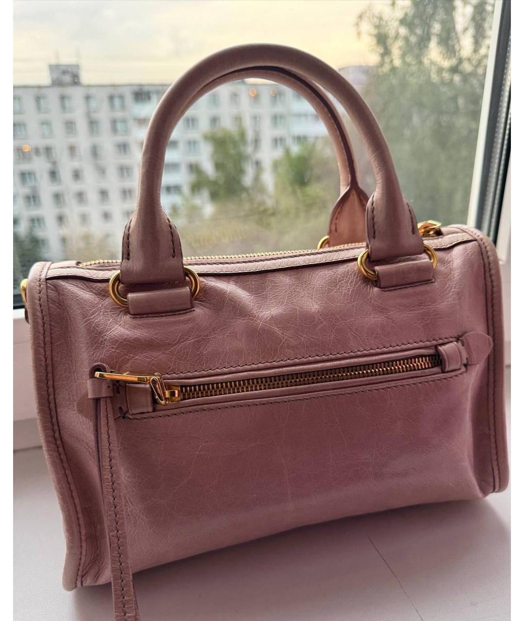 MIU MIU Розовая кожаная сумка с короткими ручками, фото 4