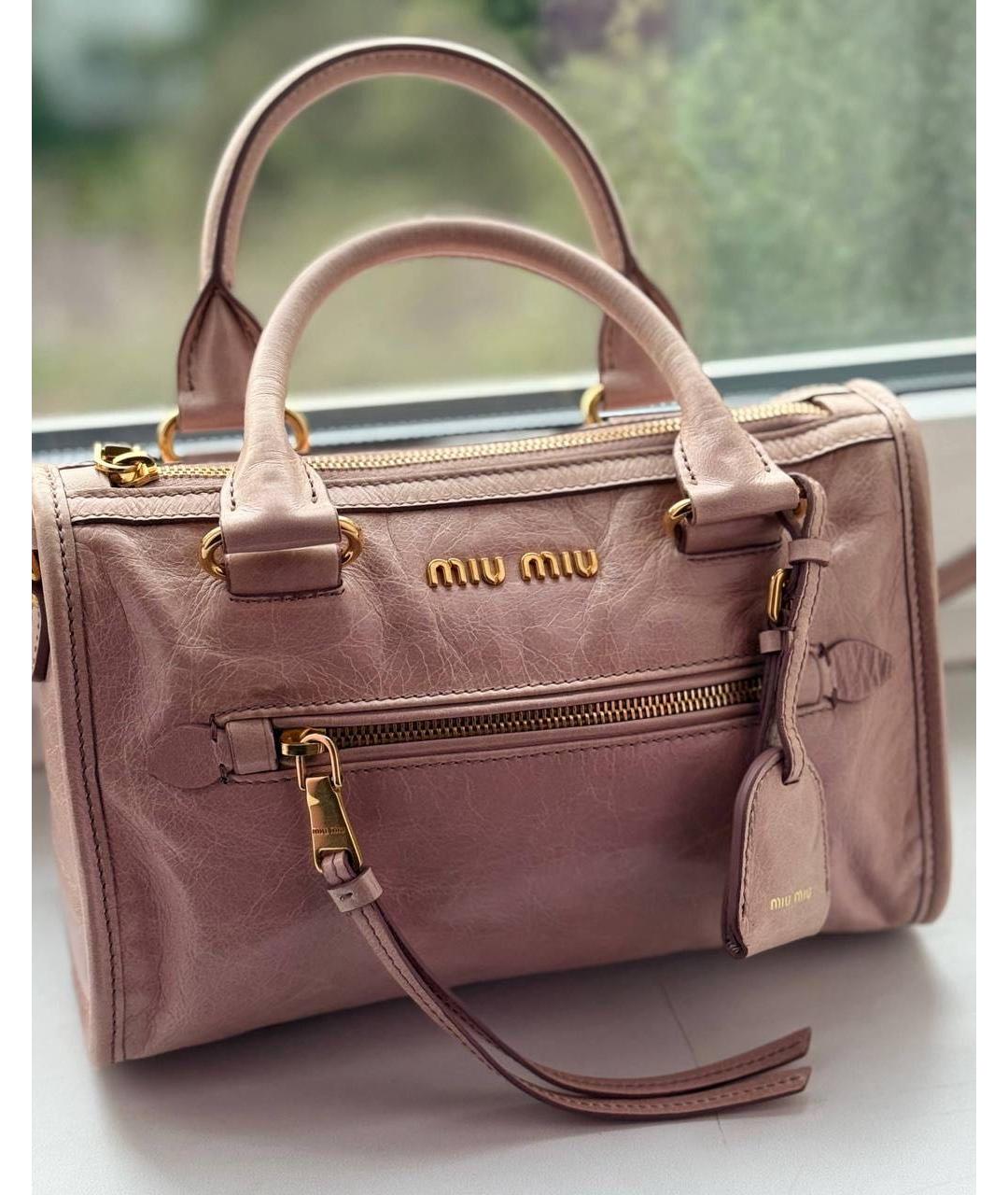 MIU MIU Розовая кожаная сумка с короткими ручками, фото 9