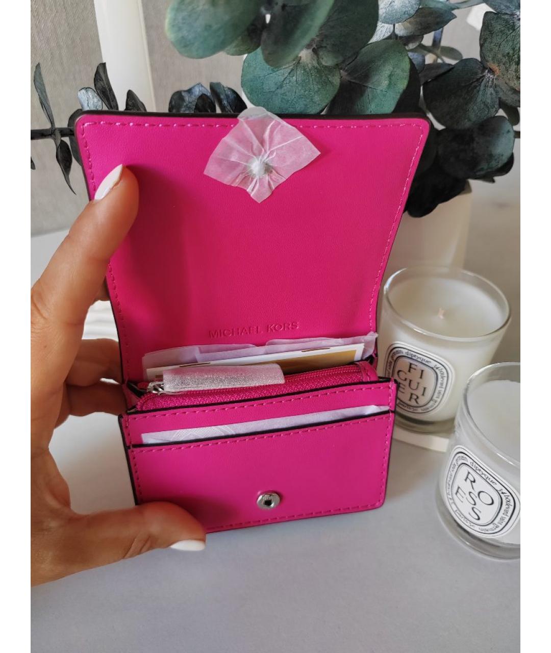 MICHAEL KORS Розовый кожаный кошелек, фото 7