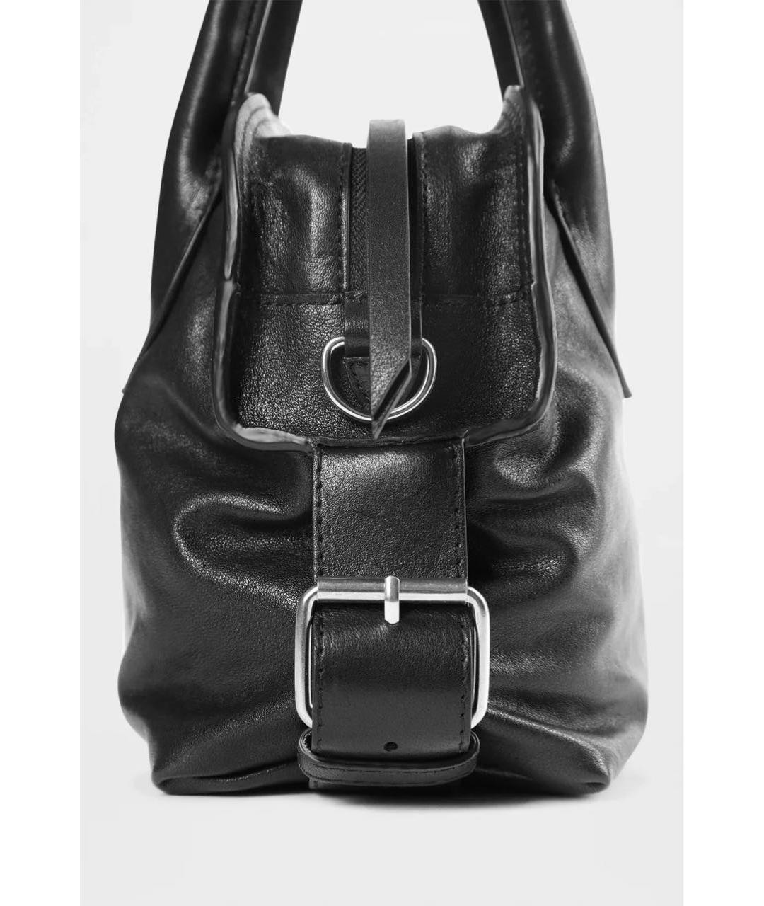 ANN DEMEULEMEESTER Черная кожаная сумка с короткими ручками, фото 5