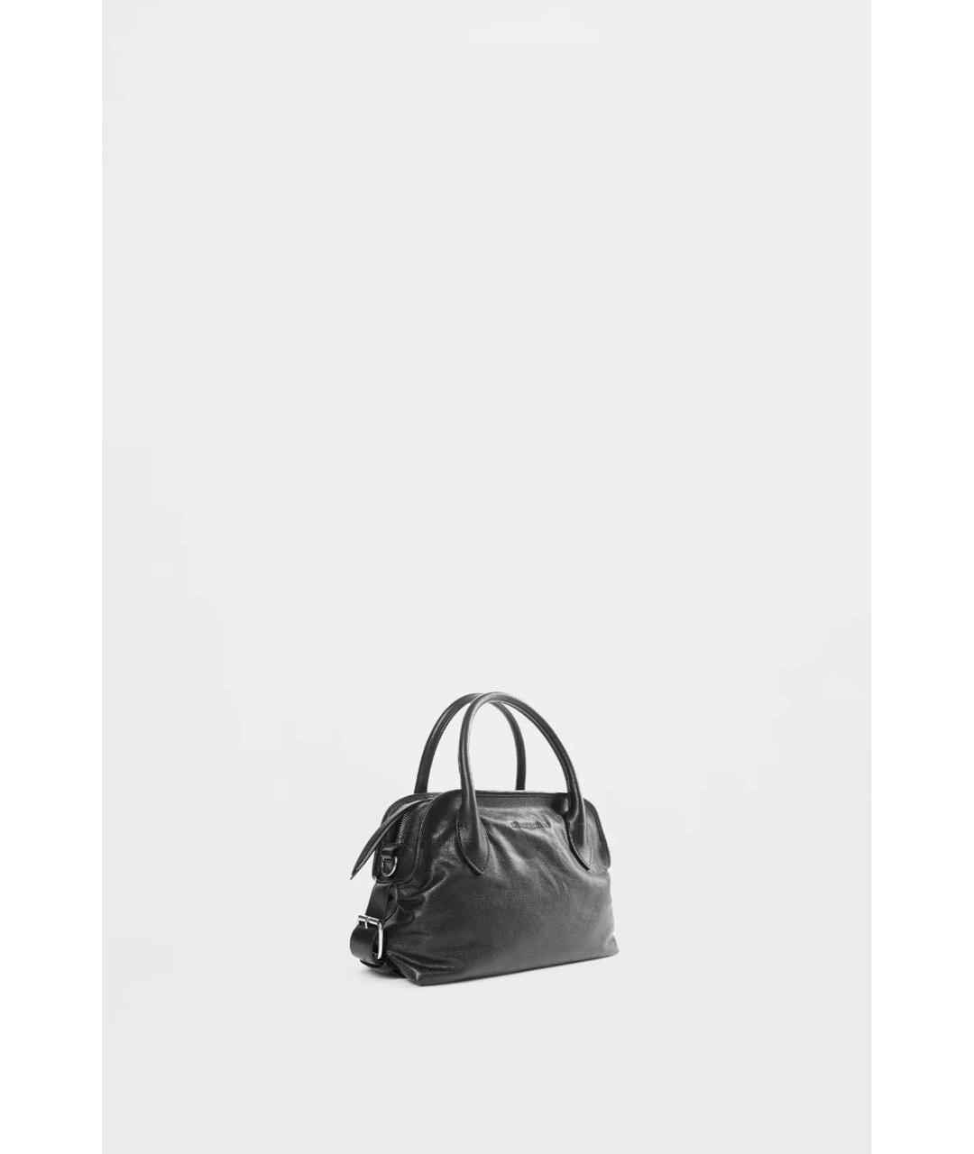 ANN DEMEULEMEESTER Черная кожаная сумка с короткими ручками, фото 2
