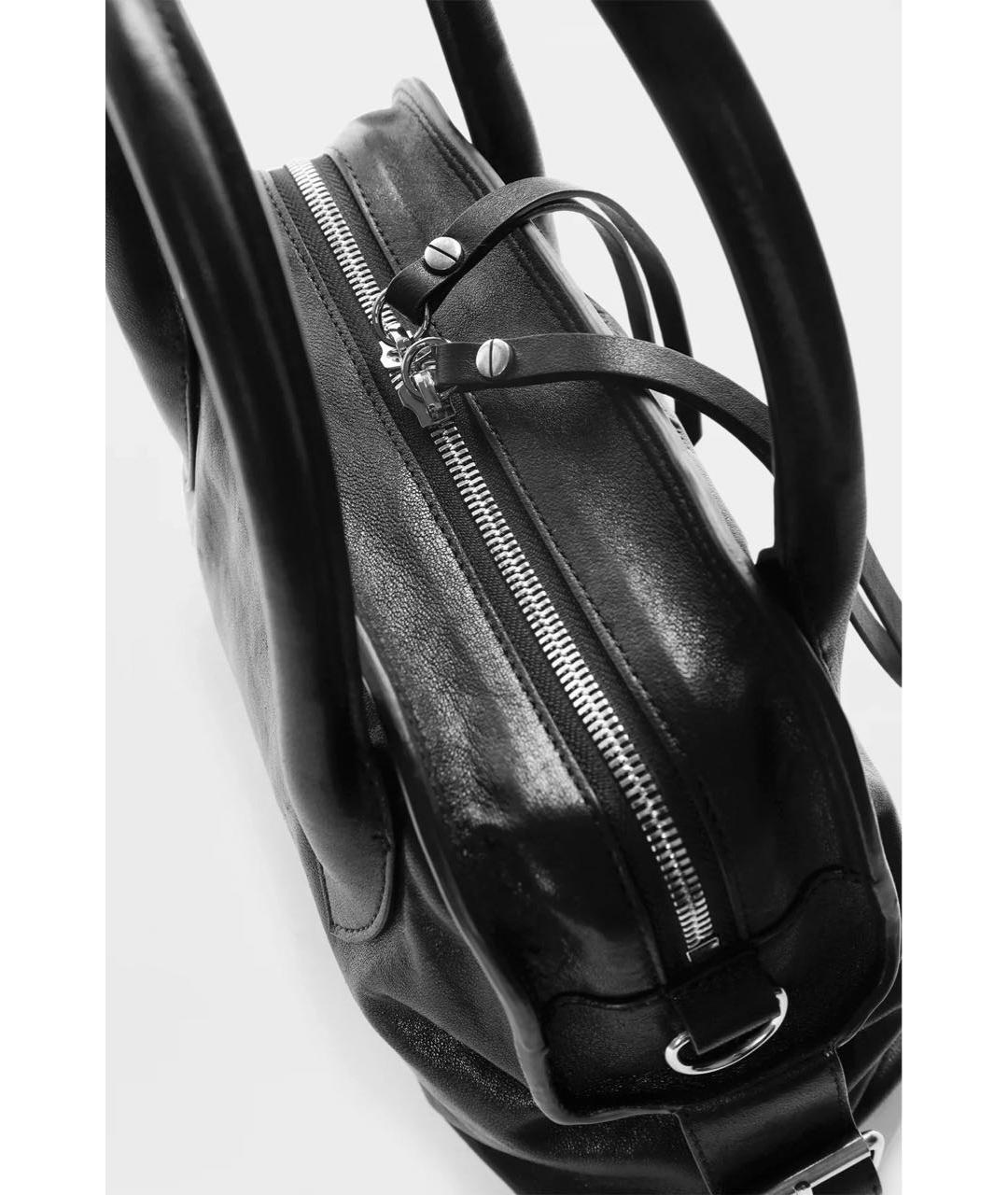 ANN DEMEULEMEESTER Черная кожаная сумка с короткими ручками, фото 4