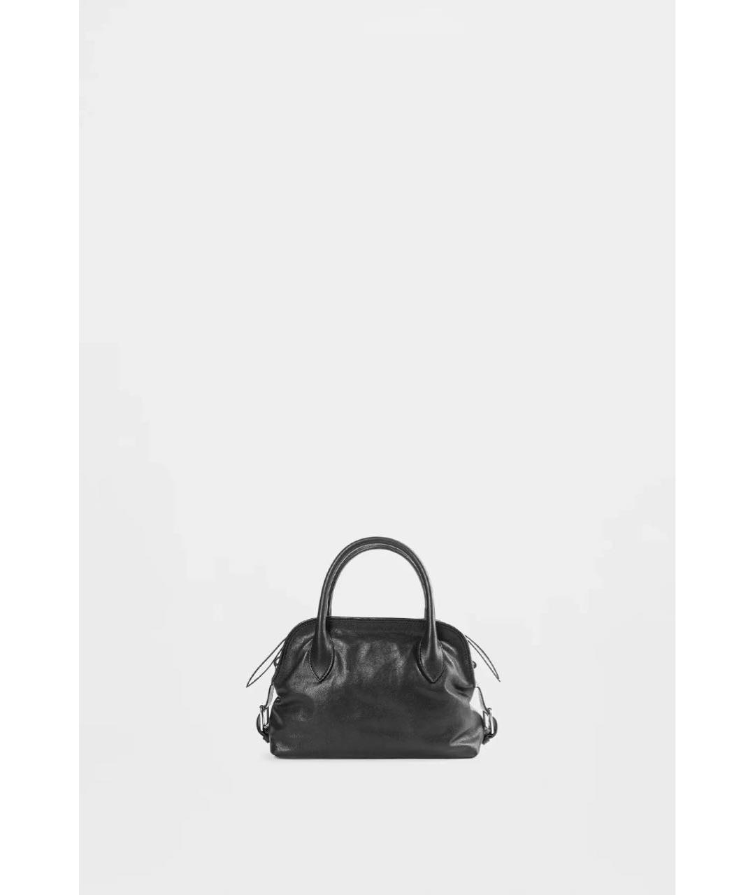 ANN DEMEULEMEESTER Черная кожаная сумка с короткими ручками, фото 3