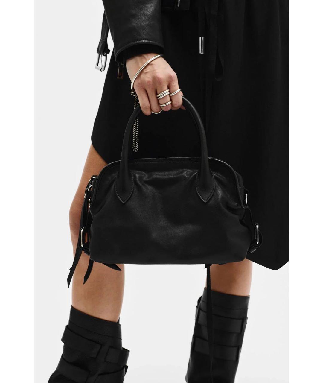 ANN DEMEULEMEESTER Черная кожаная сумка с короткими ручками, фото 6