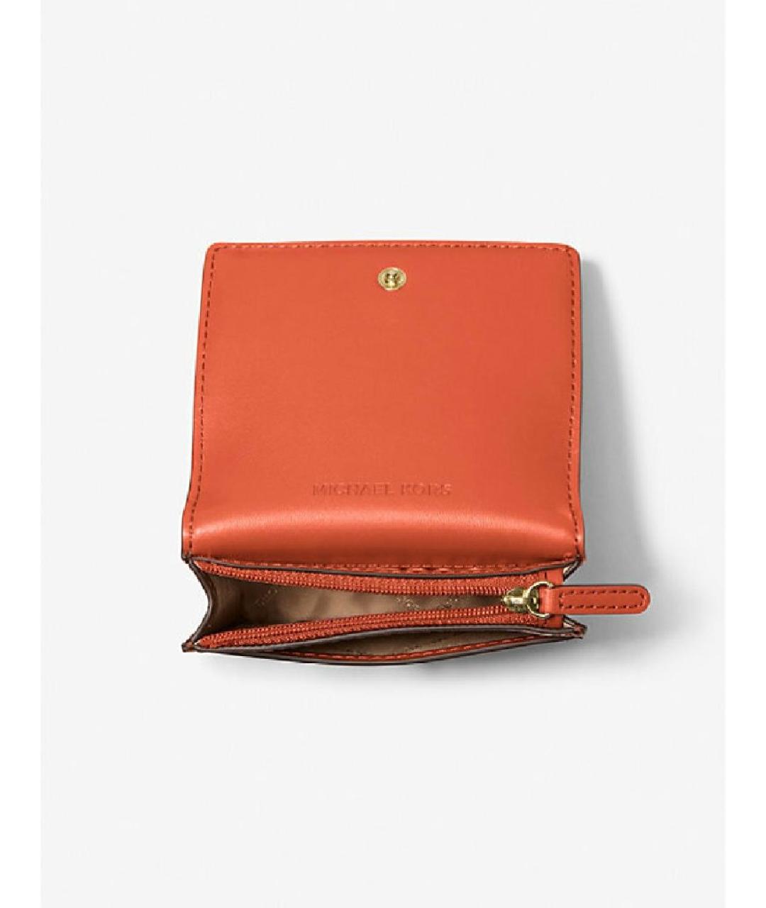 MICHAEL KORS Оранжевый кожаный кошелек, фото 3