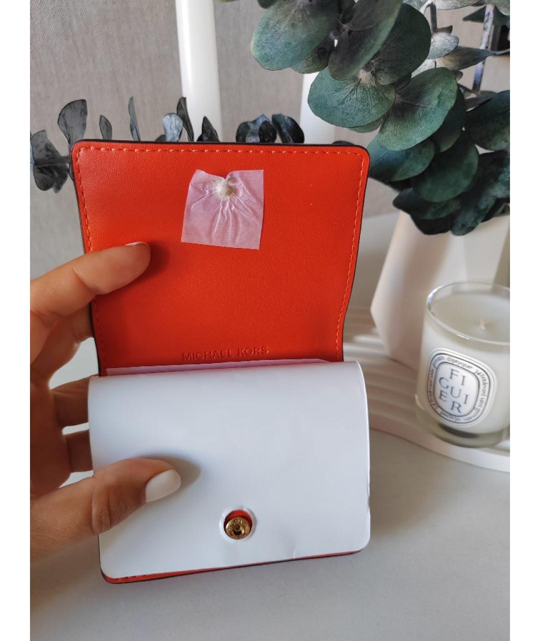 MICHAEL KORS Оранжевый кожаный кошелек, фото 6