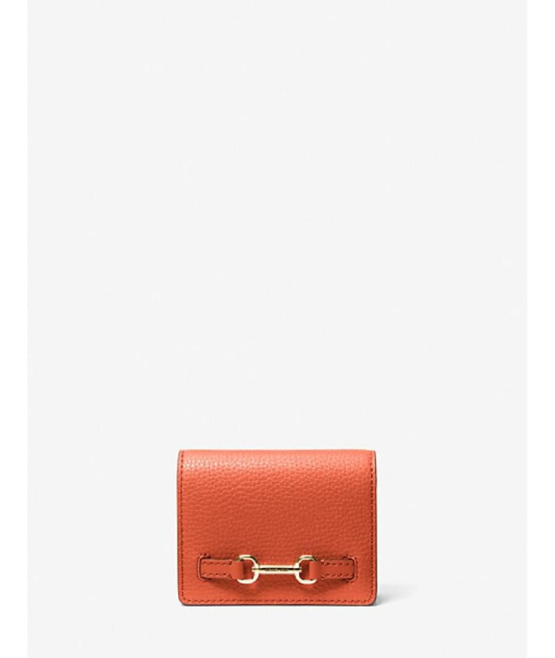 MICHAEL KORS Оранжевый кожаный кошелек, фото 9