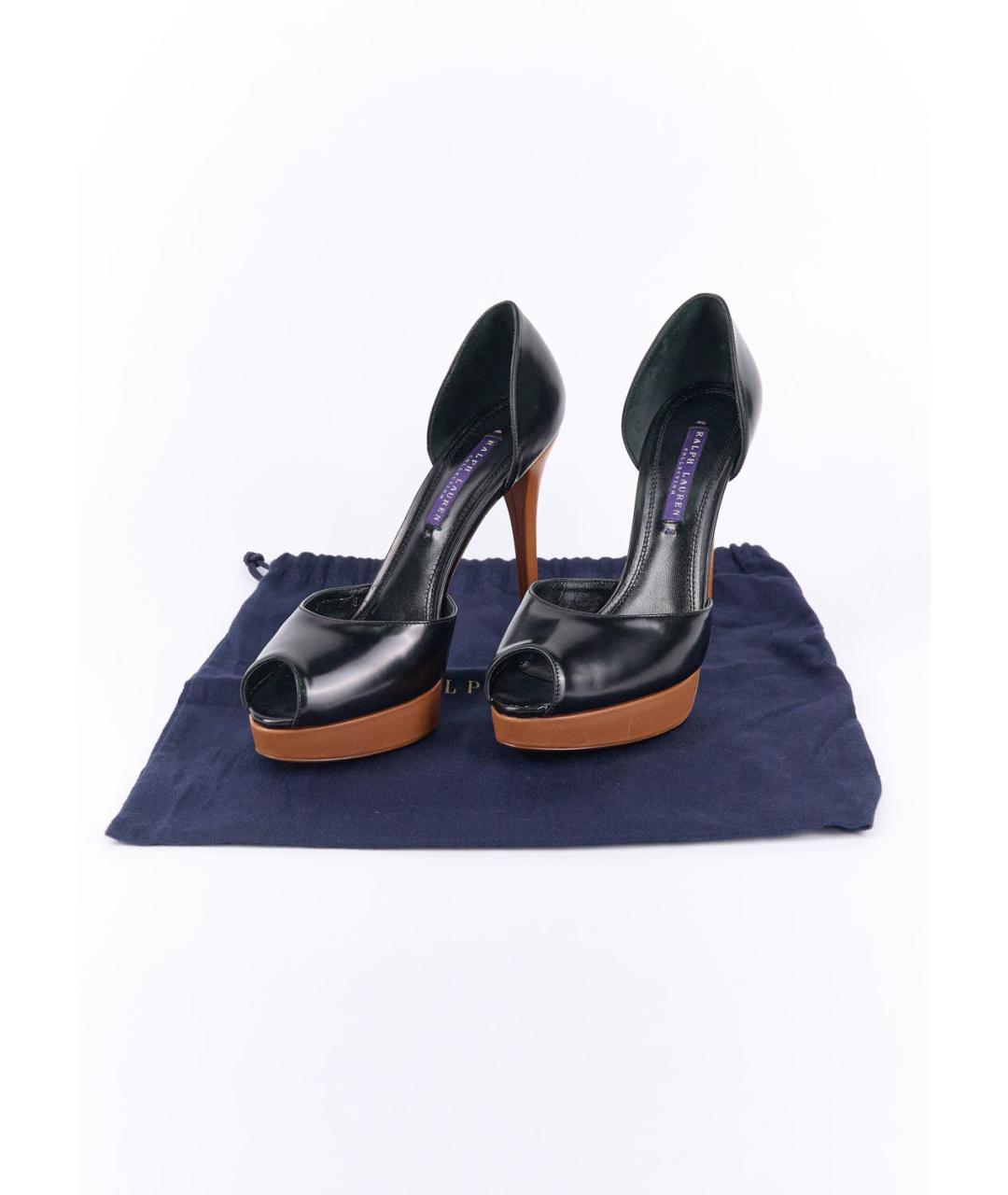 RALPH LAUREN COLLECTION Черные кожаные босоножки, фото 6